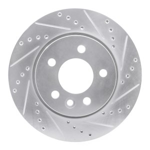 Volkswagen AMAROK Brake Rotor (1) - Front Right - R1 Concepts - Drilled & Slotted - Silver - `10-`17
